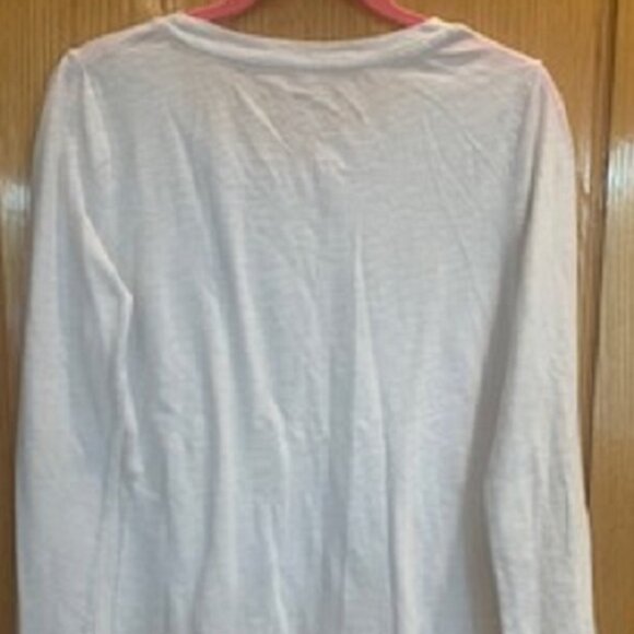 Women's Mossimo Supply Co White Cotton Blend Top Shirt T-Shirt Long Sleeve Sz: M - Picture 4 of 5